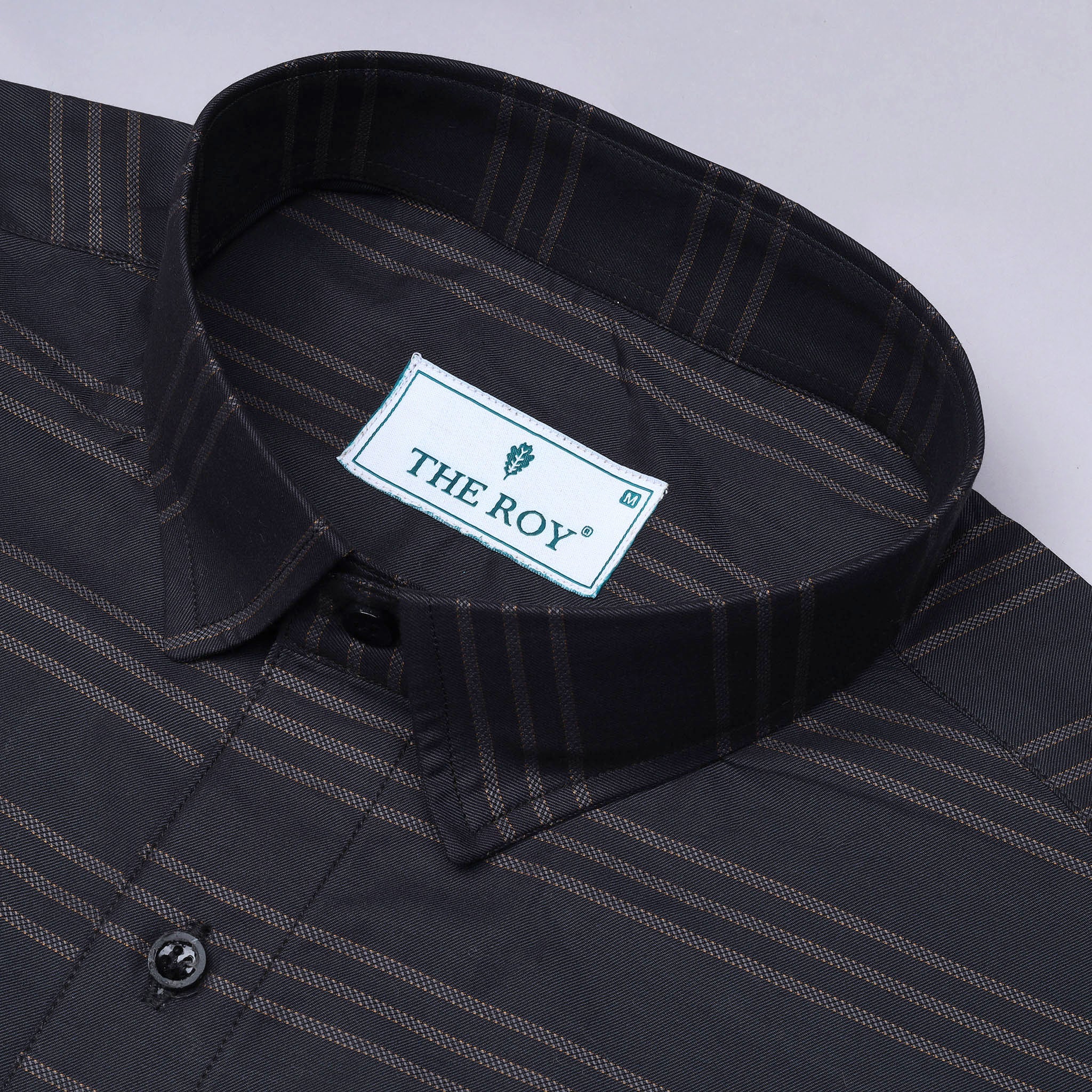 Black Luxury Stripes Cotton Shirt