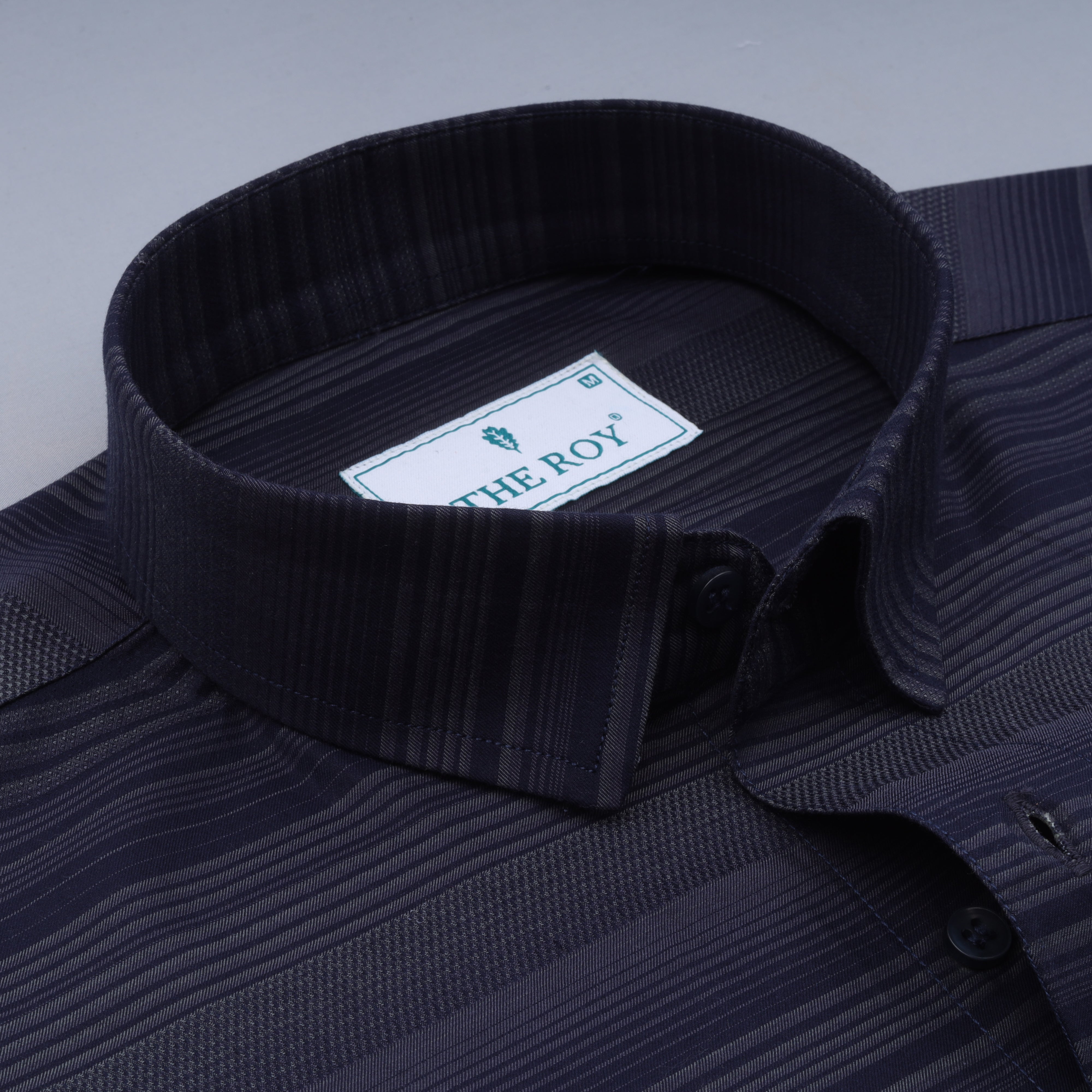 Navy Blue Luxury Stripes Cotton Shirt