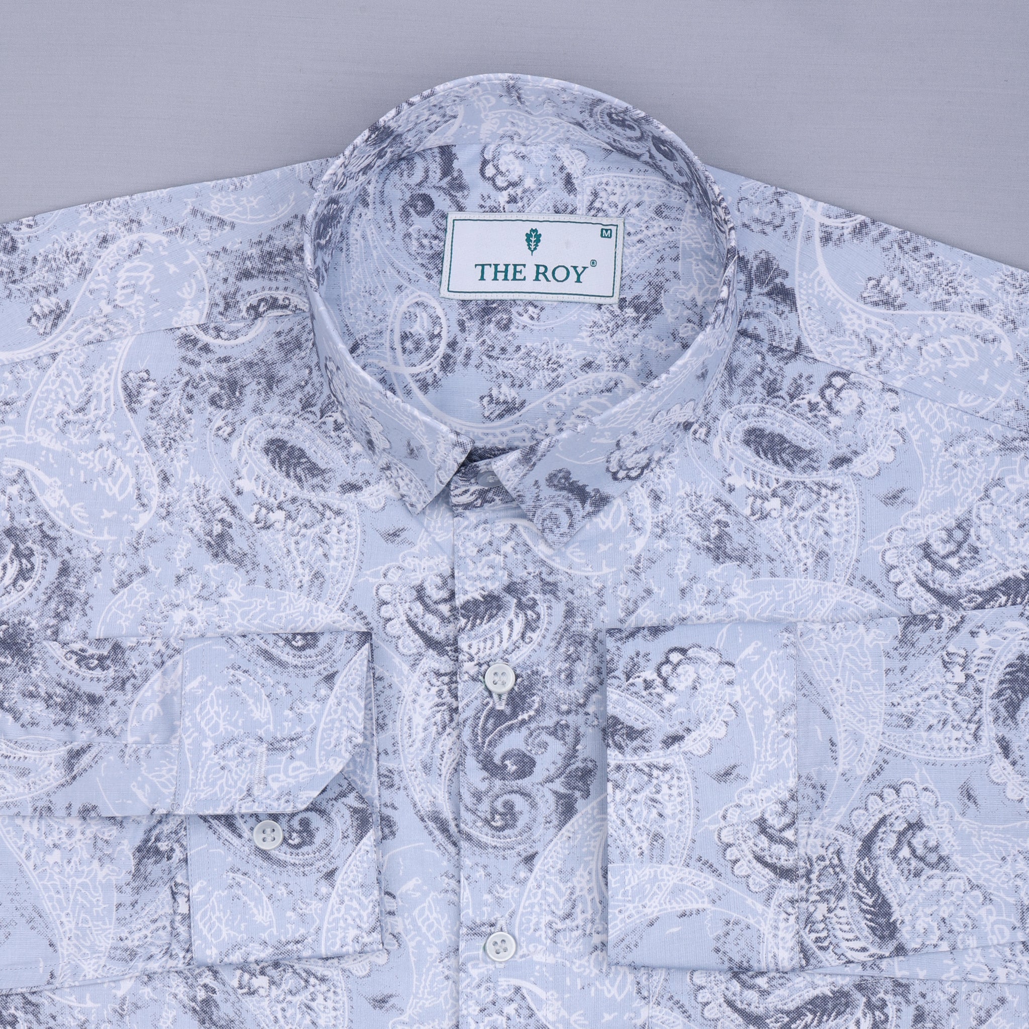 Sky Blue Premium Printed Cotton Shirt