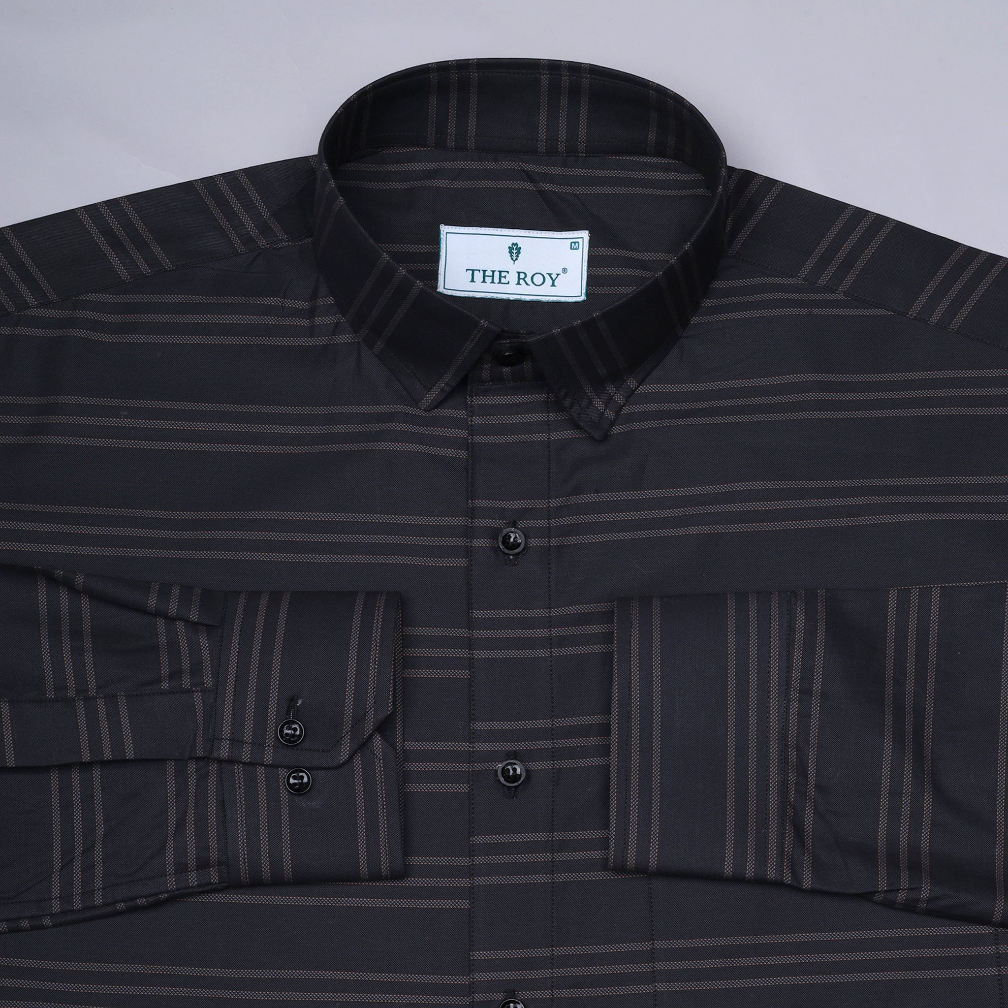 Black Luxury Stripes Cotton Shirt