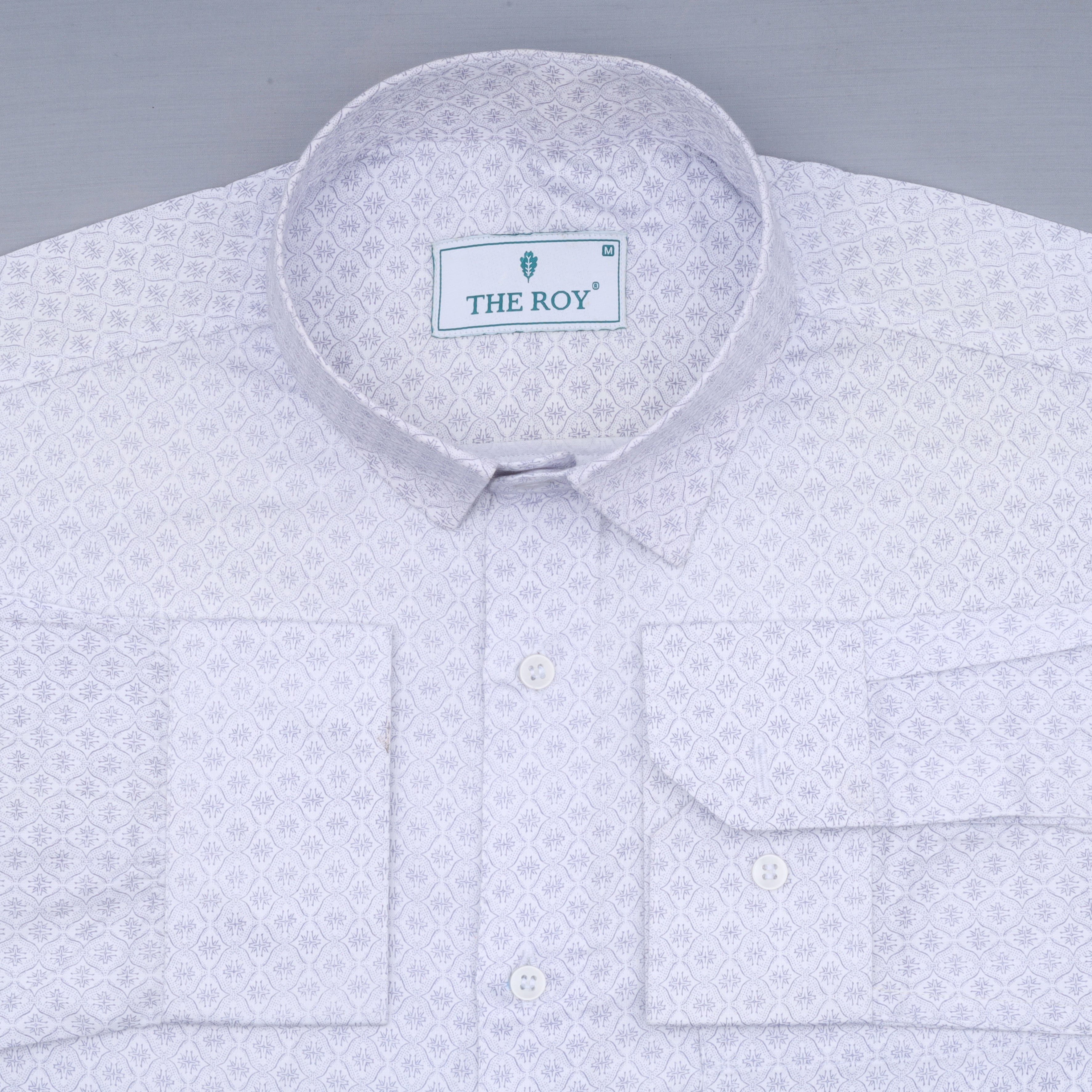 Light White Premium Printed Cotton Shirt
