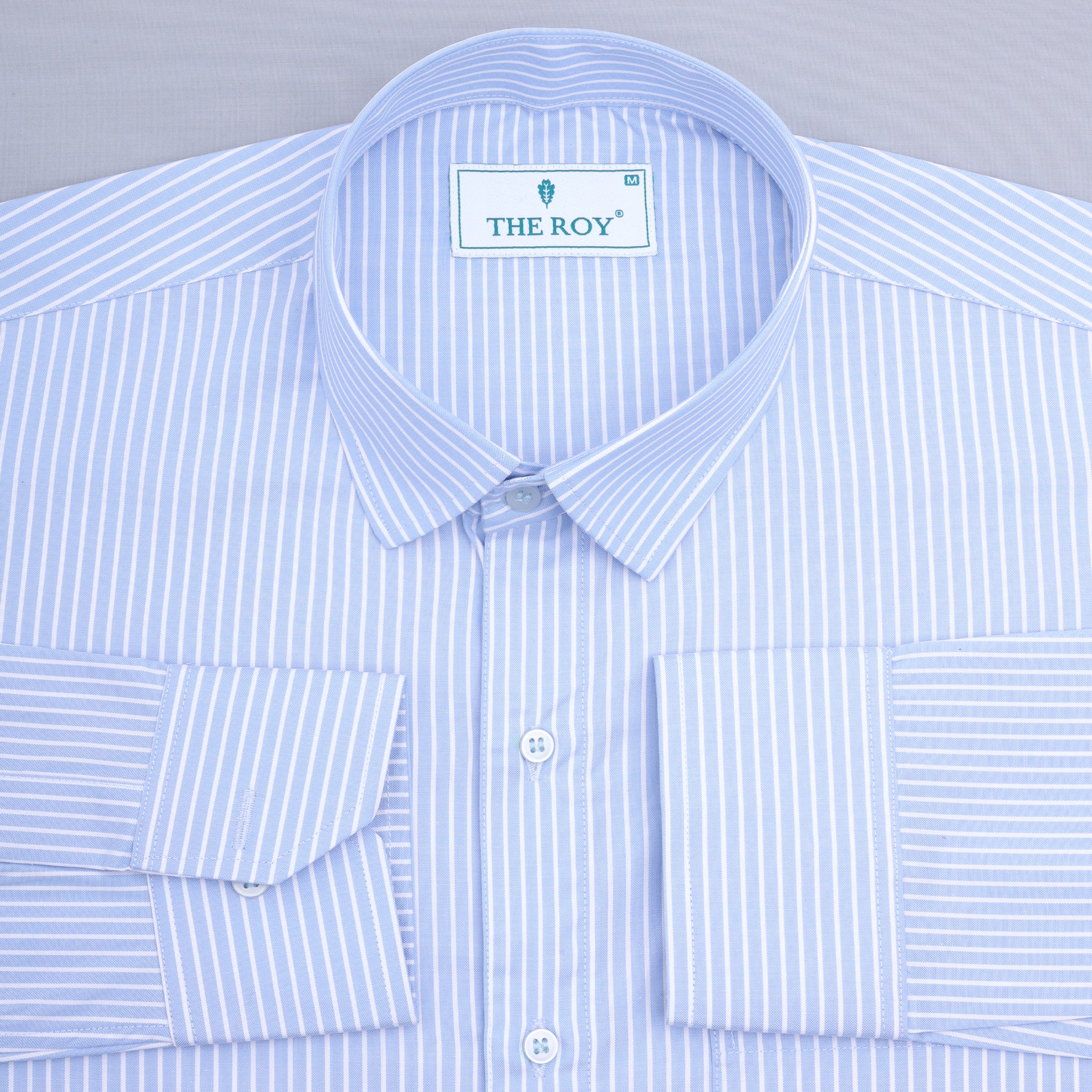 Blue Luxury Stripes Cotton Shirt