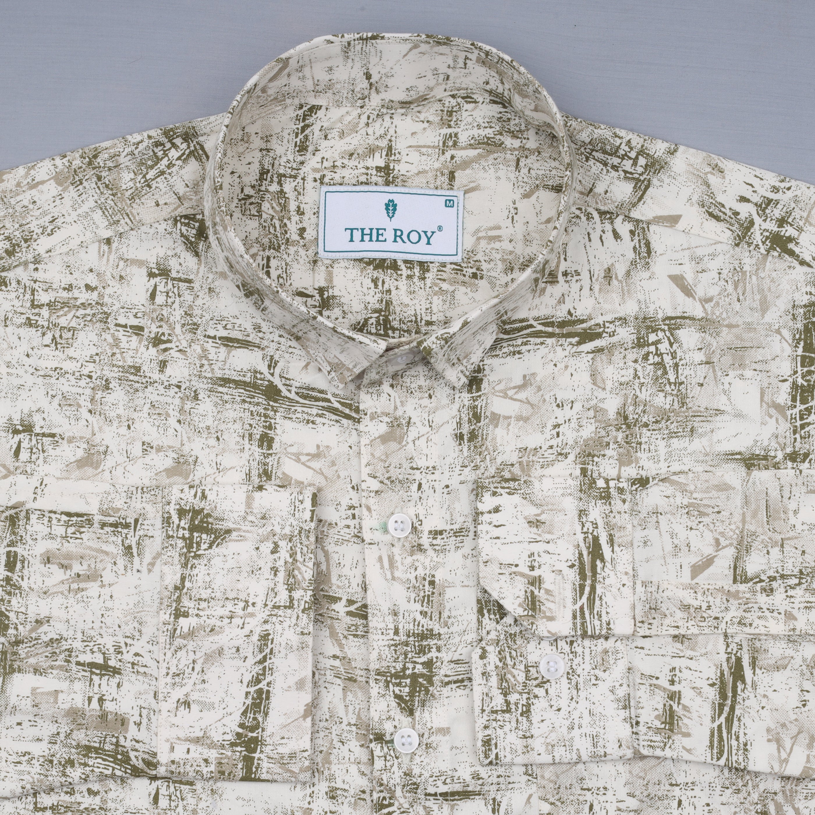 Army Brown Luxury Printed Cotton Shirt