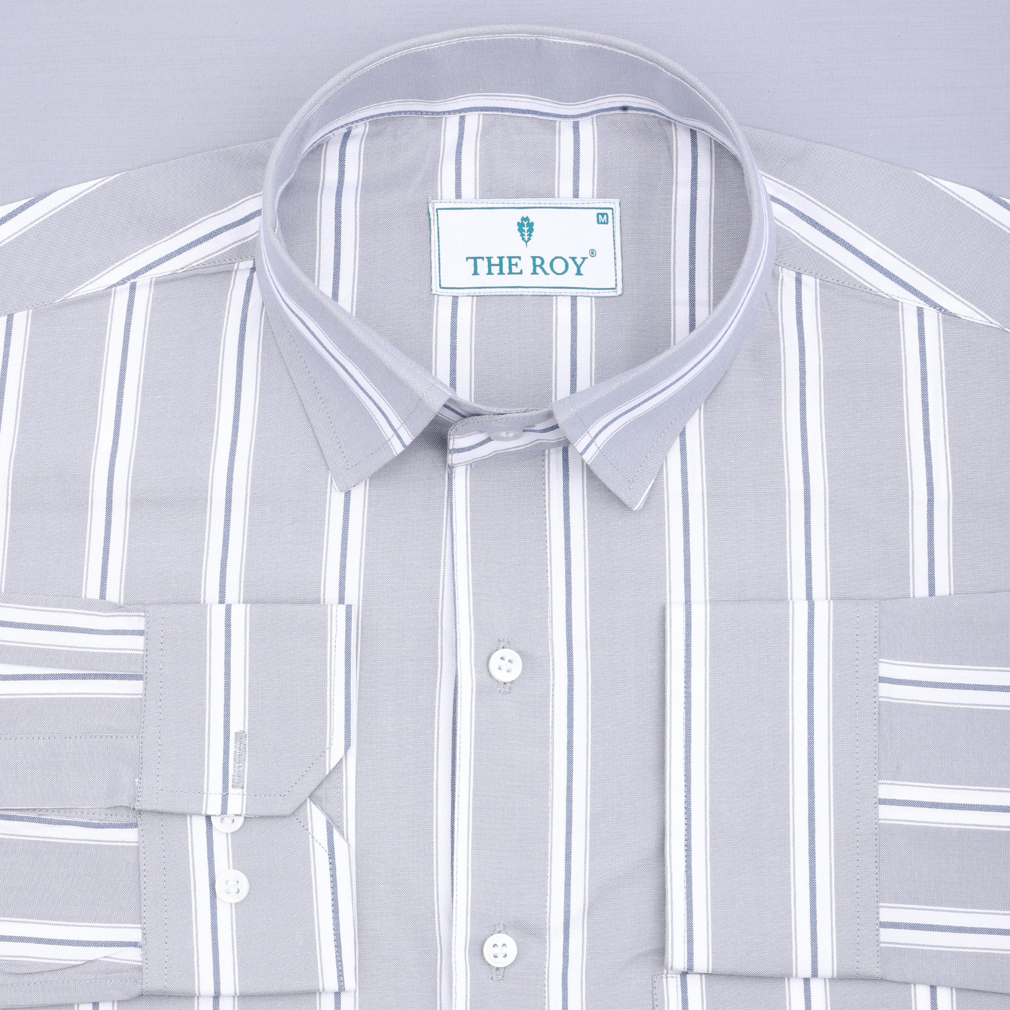Grey Luxury Stripes Cotton Shirt