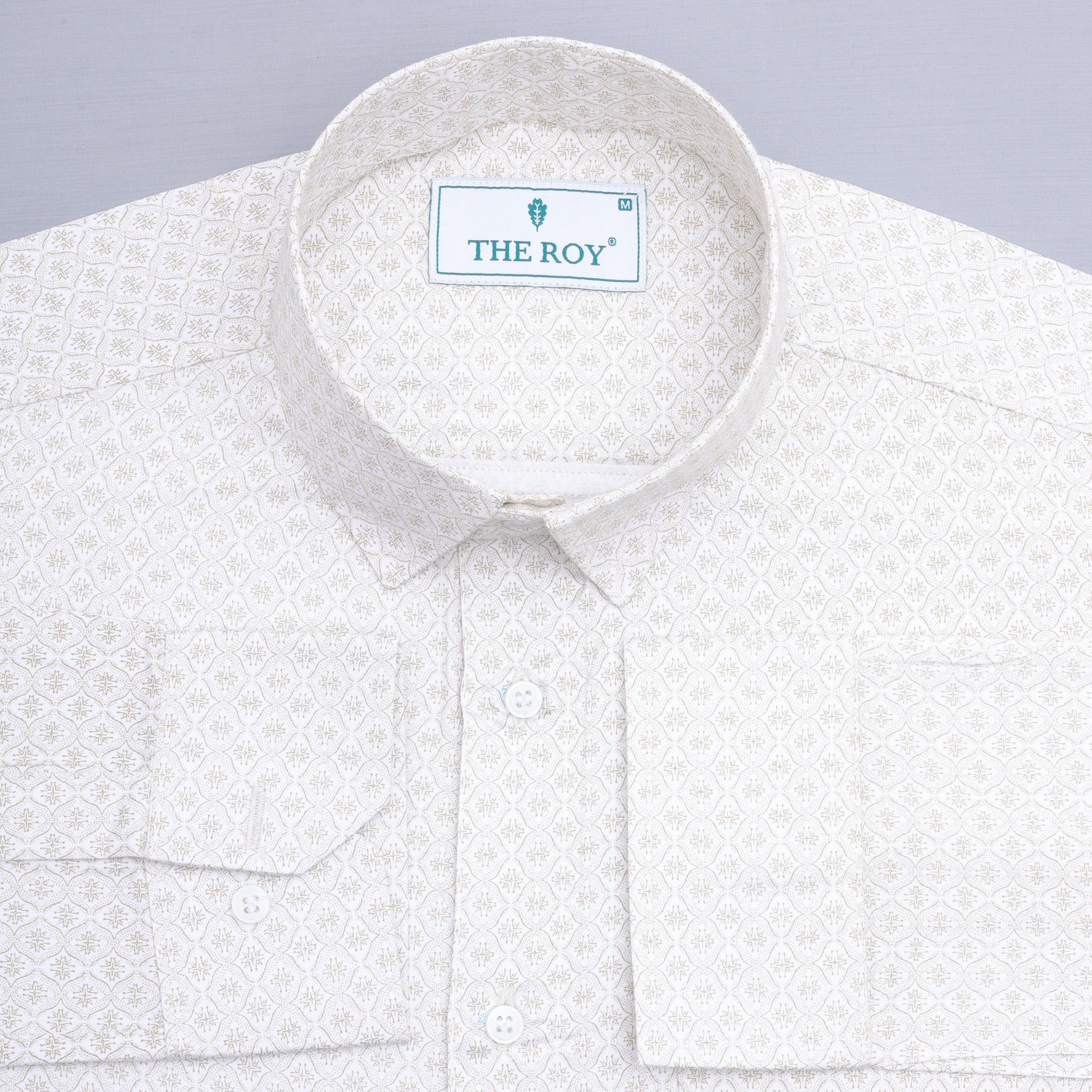 Cream Luxury Printed Cotton Shirt