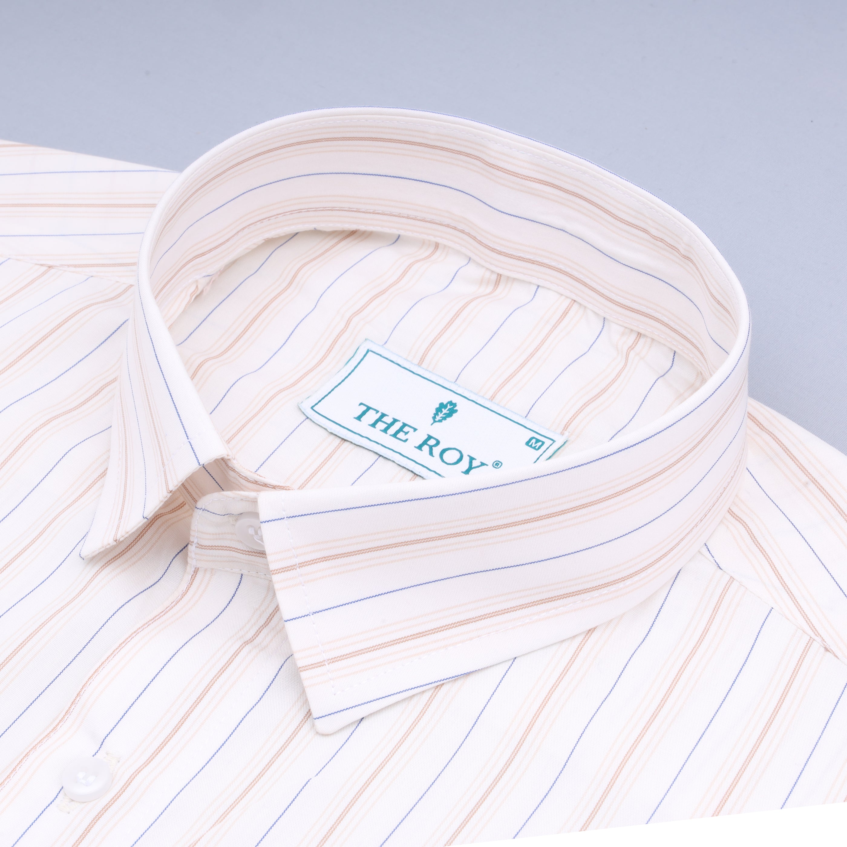Cream Luxury Stripes Cotton Shirt
