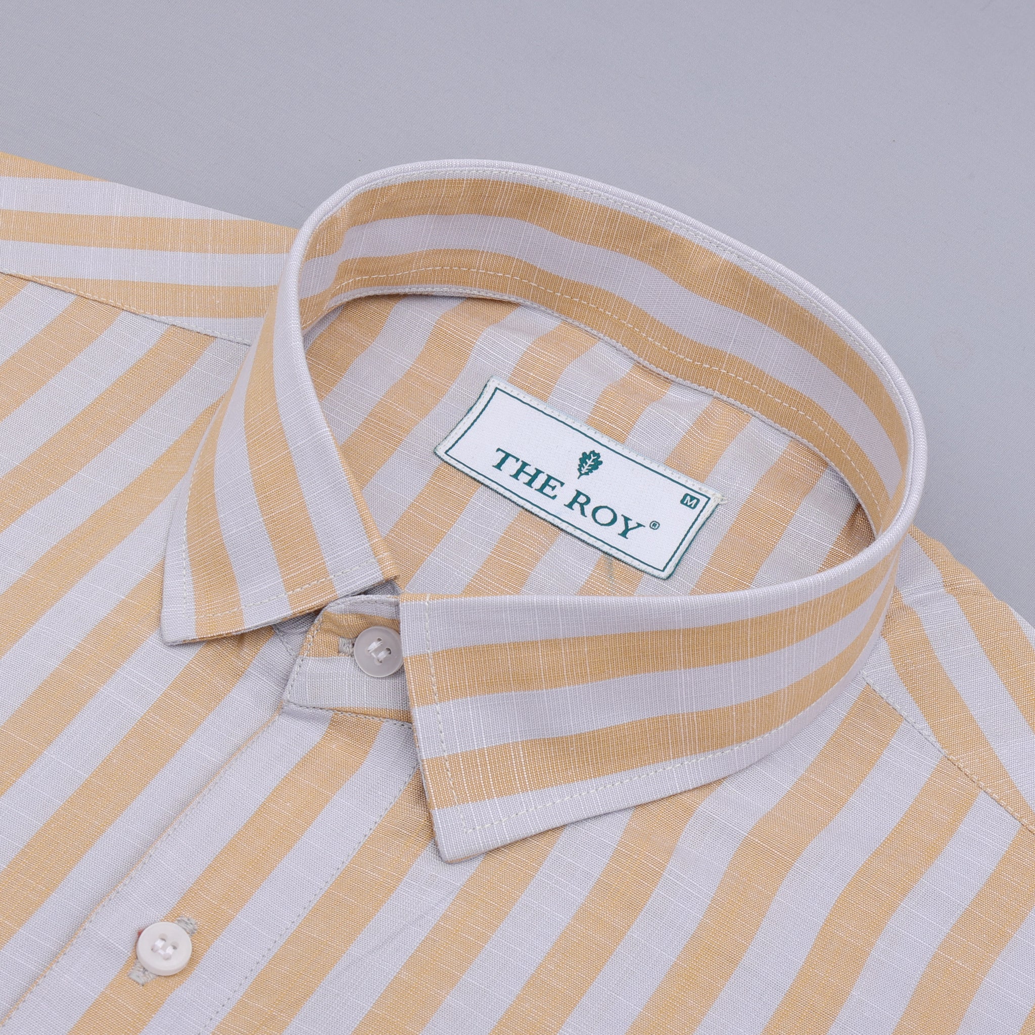 Yellow Luxury Stripes Cotton Shirt
