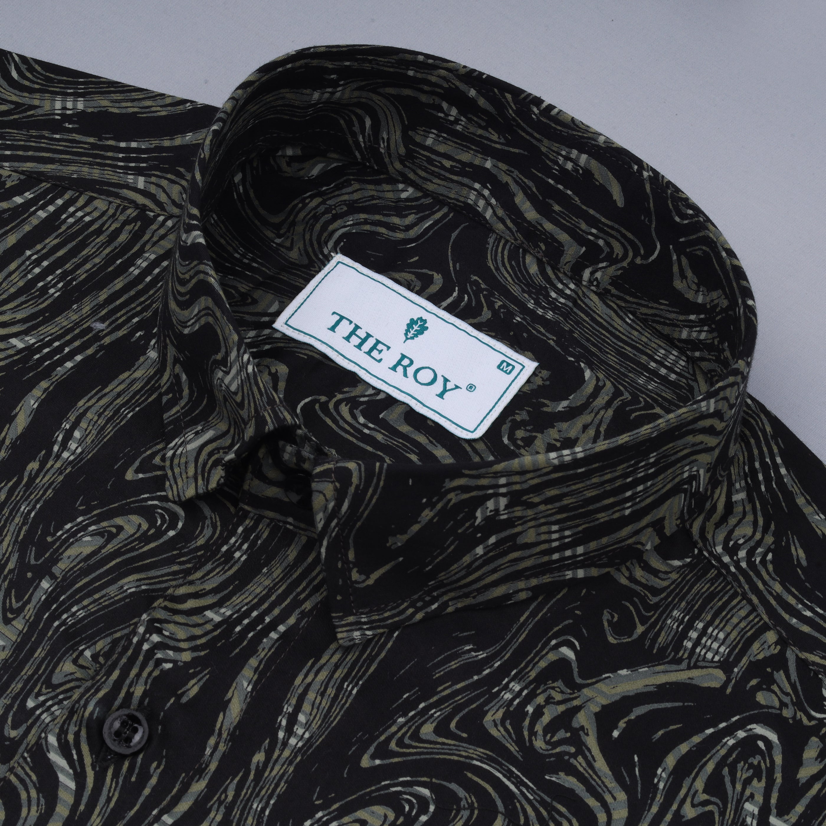 Black And Green Luxury Printed Cotton Shirt