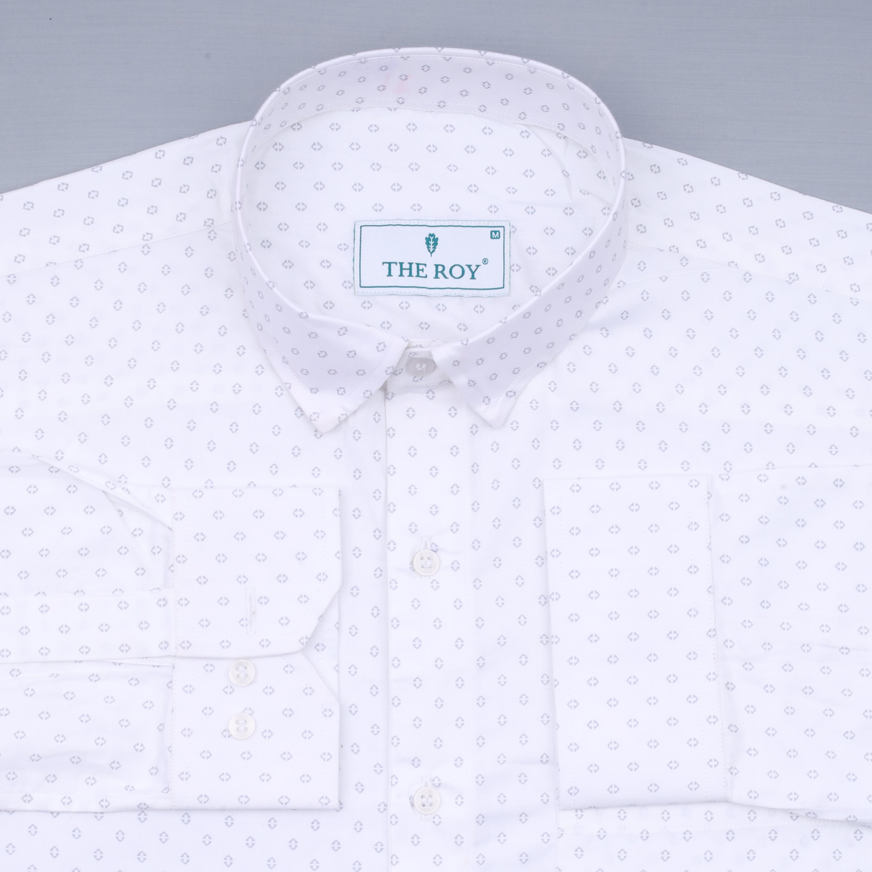 White Luxury Printed Cotton Shirt