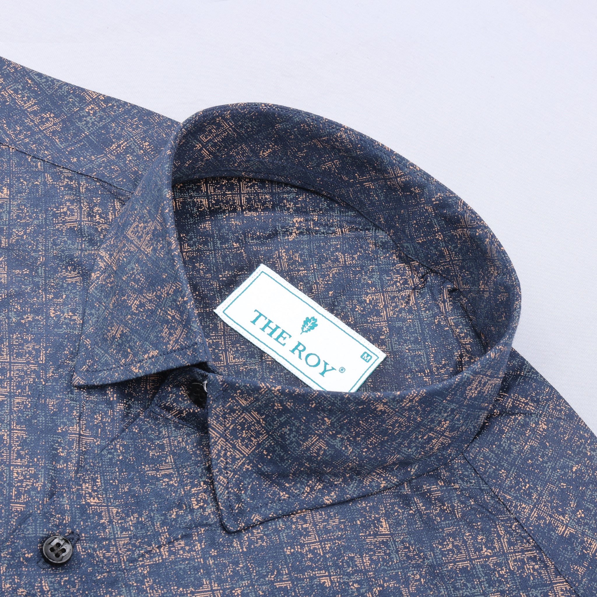 Marble Blue Luxury Printed Cotton Shirt