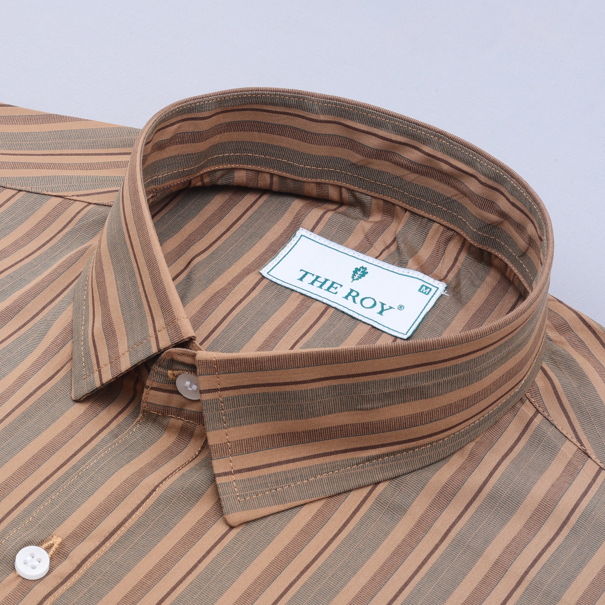 Brown Premiums Stripes Cotton Shirt