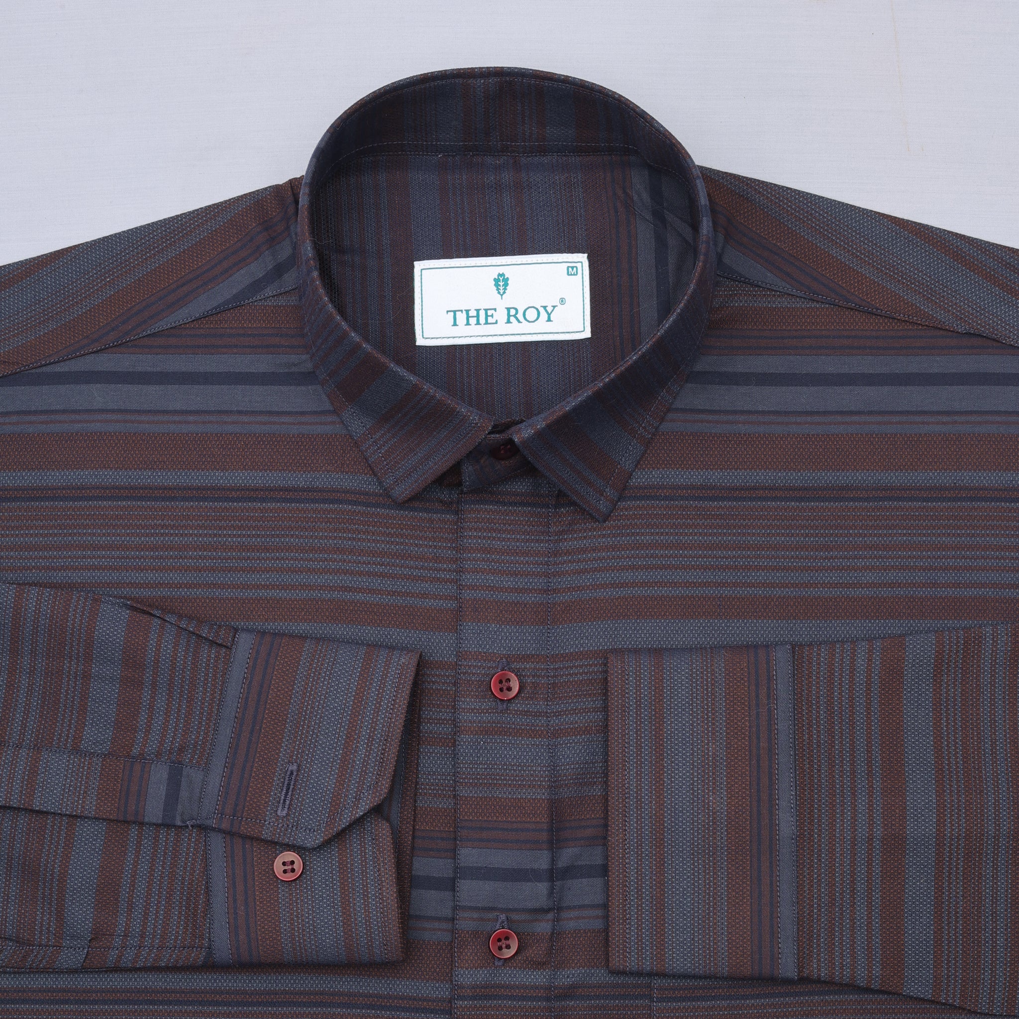 Brown Luxury Stripes Cotton Shirt