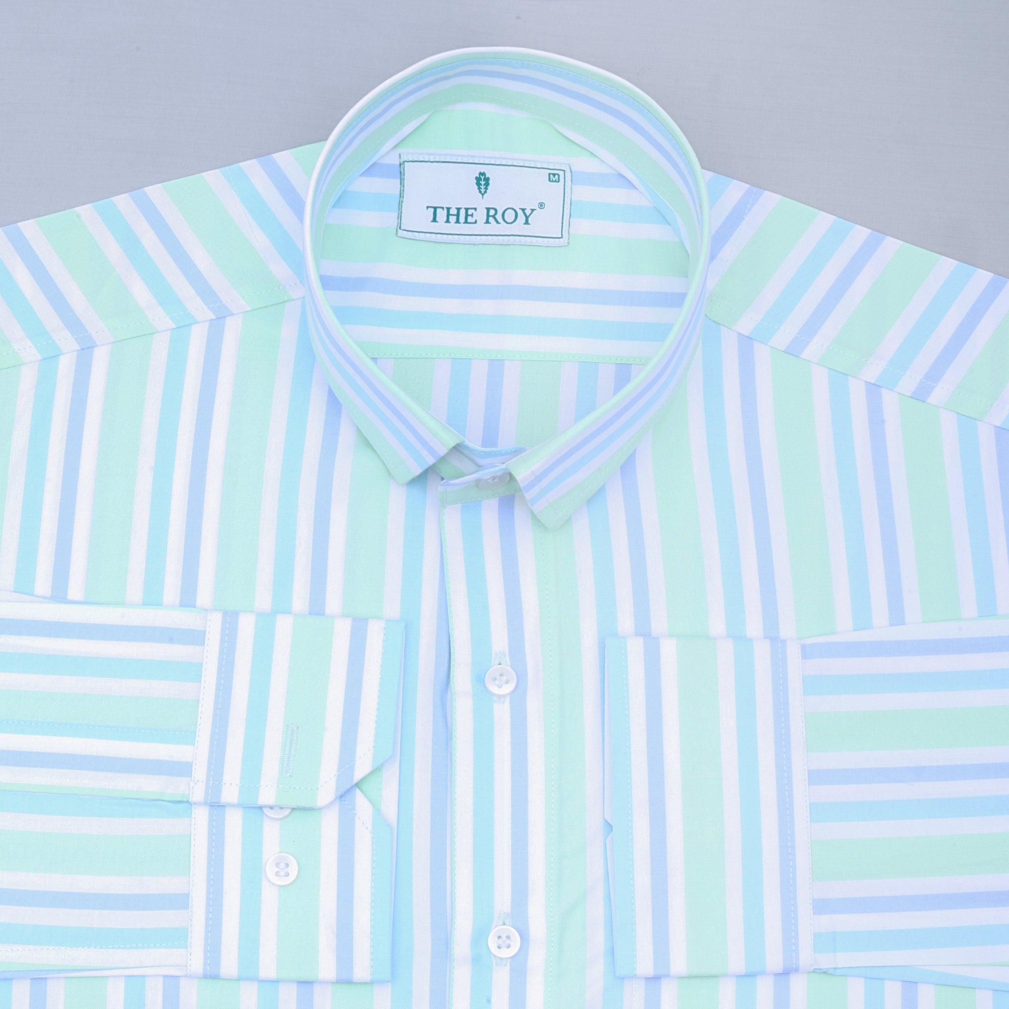 Sky Blue Luxury Stripes Cotton Shirt