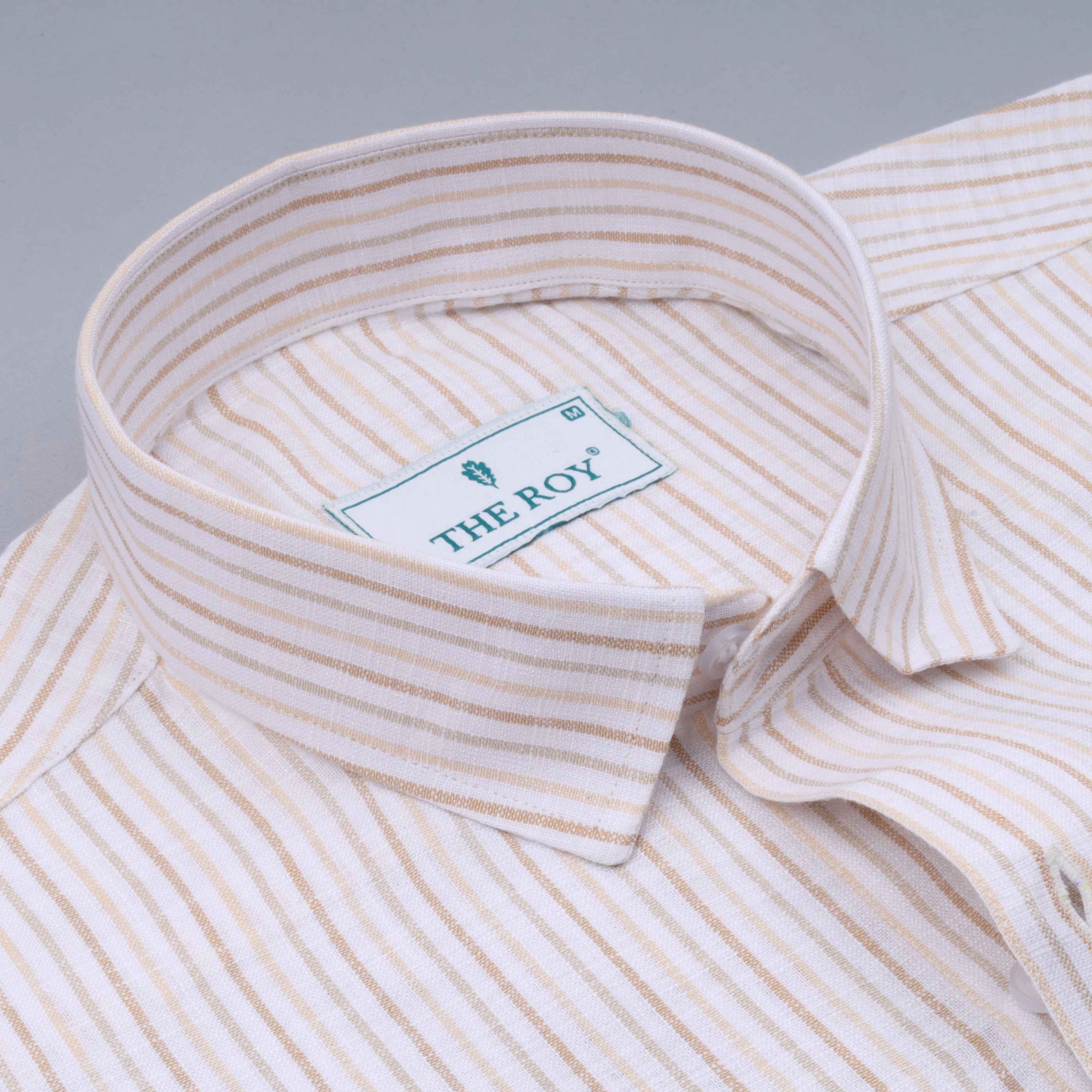 Cream Luxury Stripes Cotton Shirt
