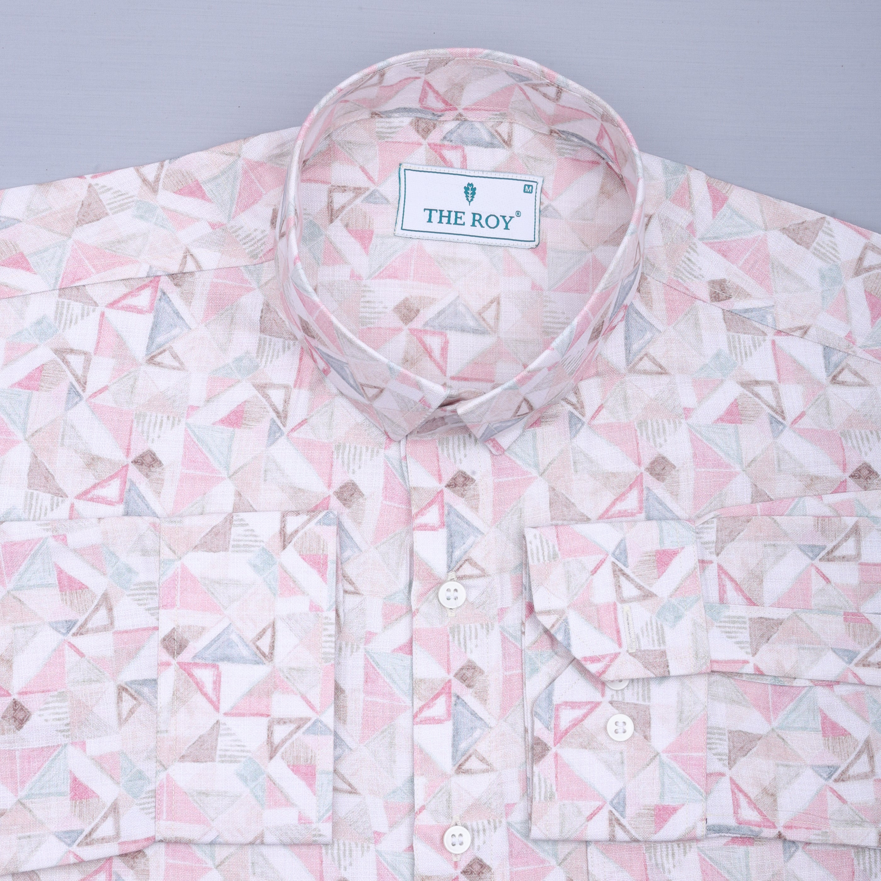 Greyish Pink Blend Cotton Linen Shirts