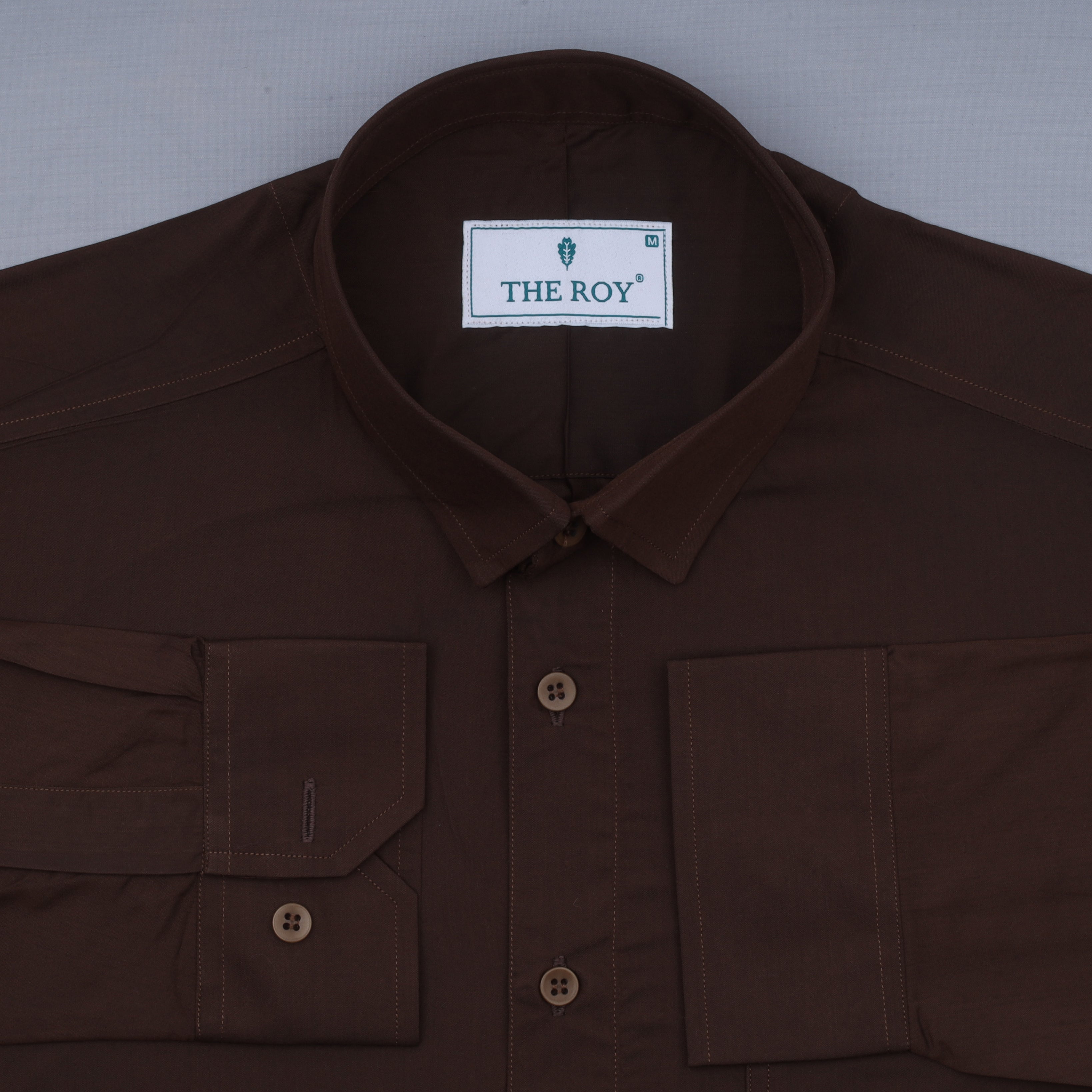 Dark Brown Luxury Plan Cotton Shirts