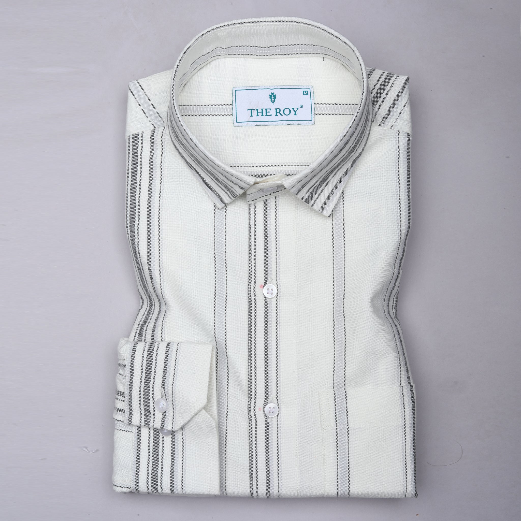 Light White Luxury Stripes Cotton Shirt