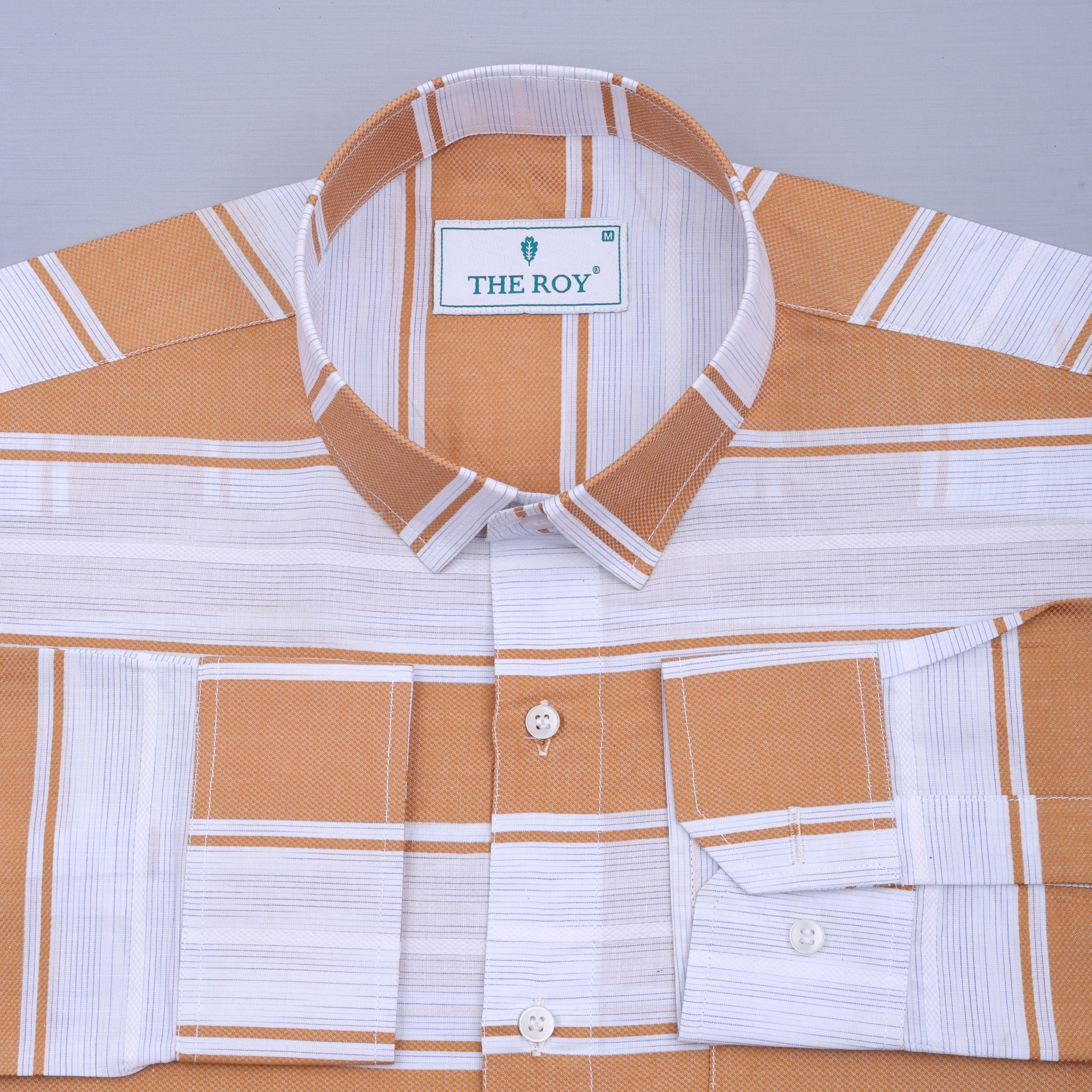 Orange Luxury Stripes Cotton Shirt