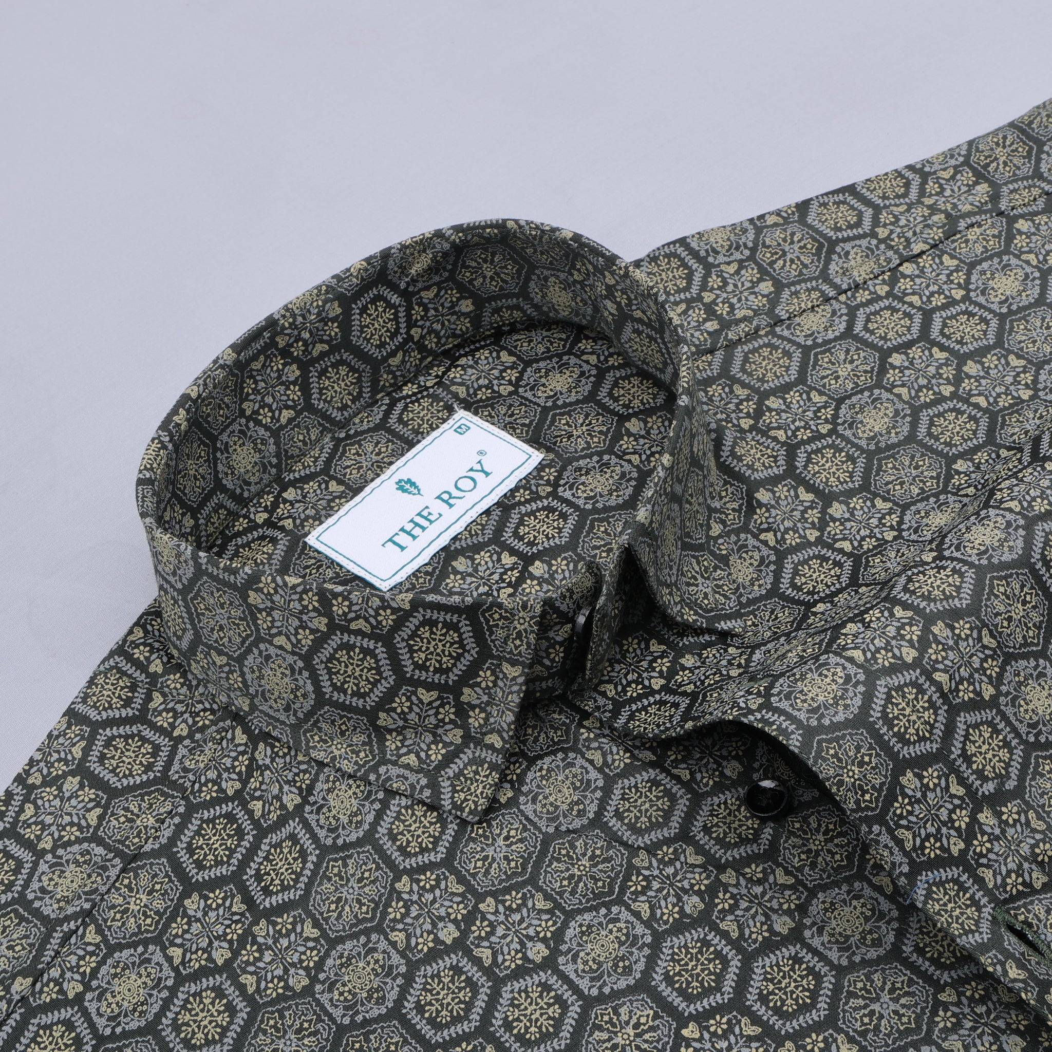 Green-cyan Luxury Printed Cotton Shirt