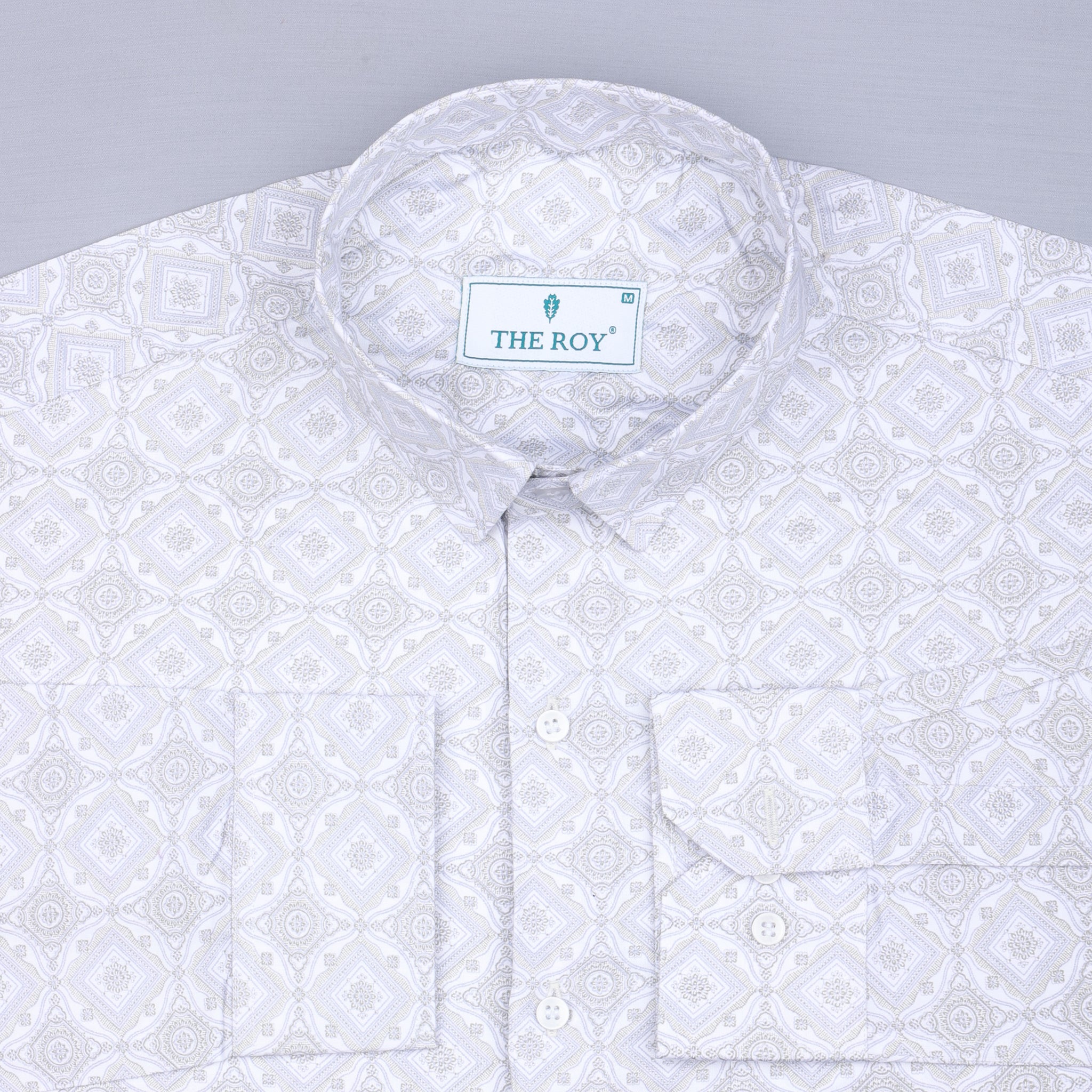 Light White Luxury Printed Cotton Shirt