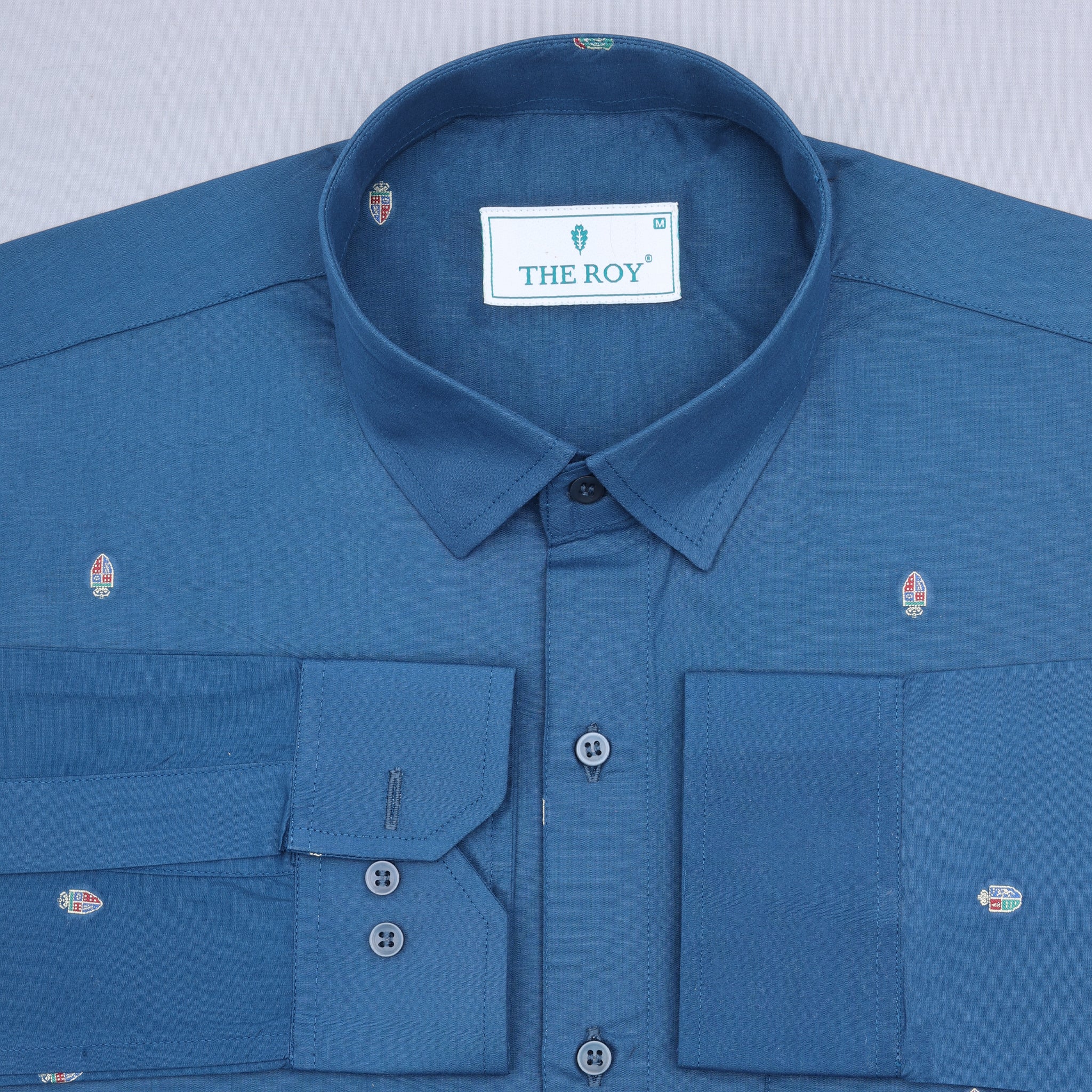 Cool Blue Luxury Plain Cotton Shirt