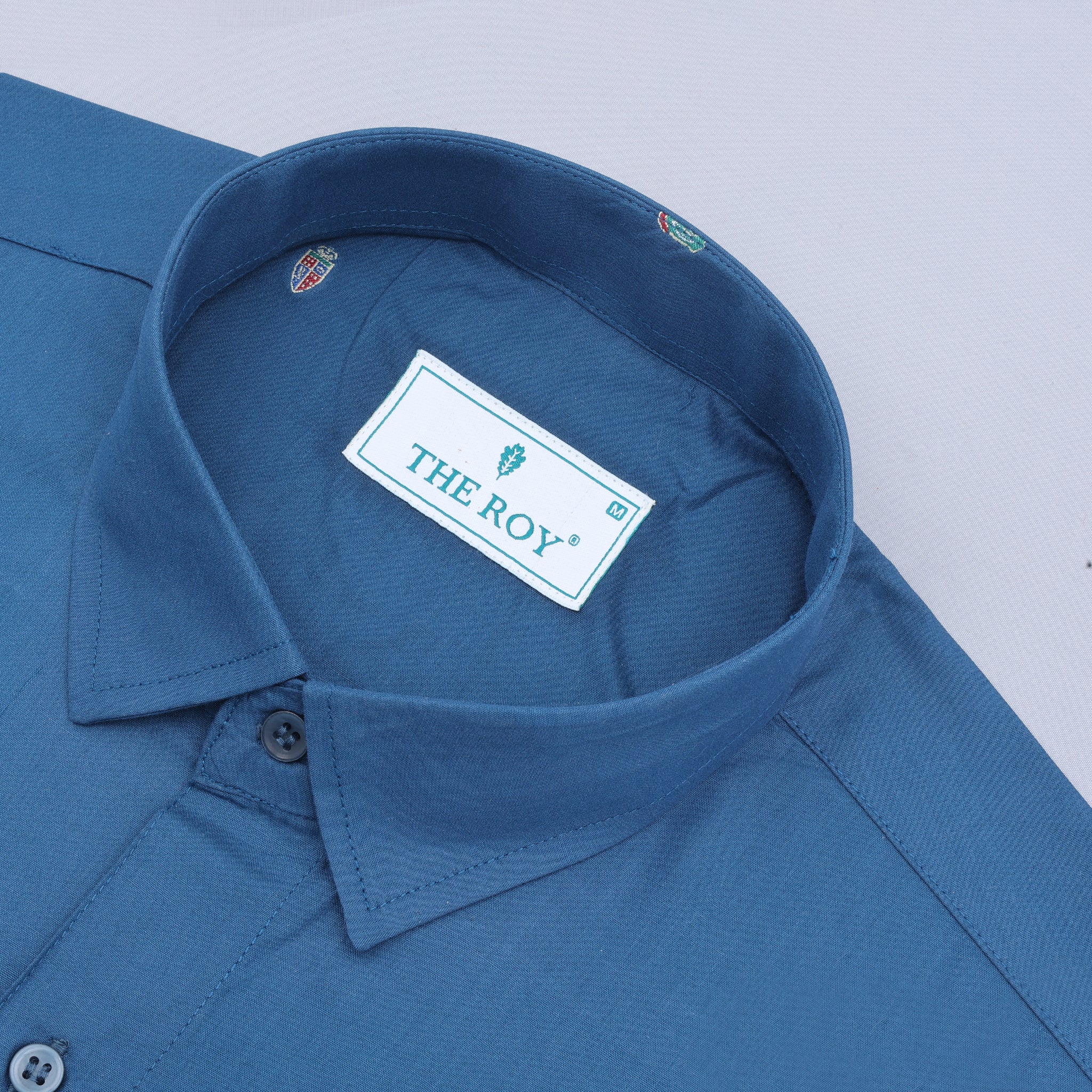 Cool Blue Luxury Plain Cotton Shirt