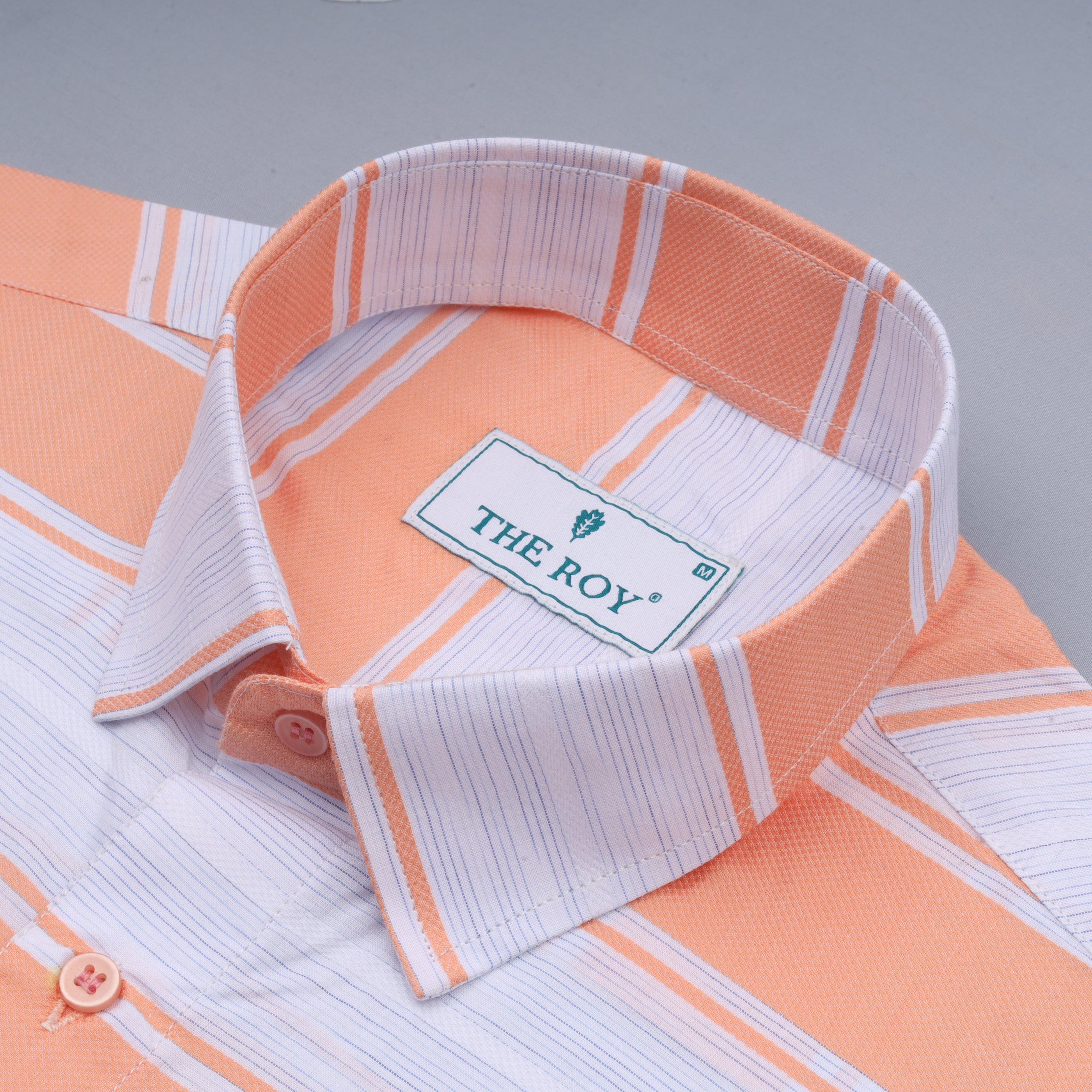 Orange Premiums Stripes Cotton Shirt