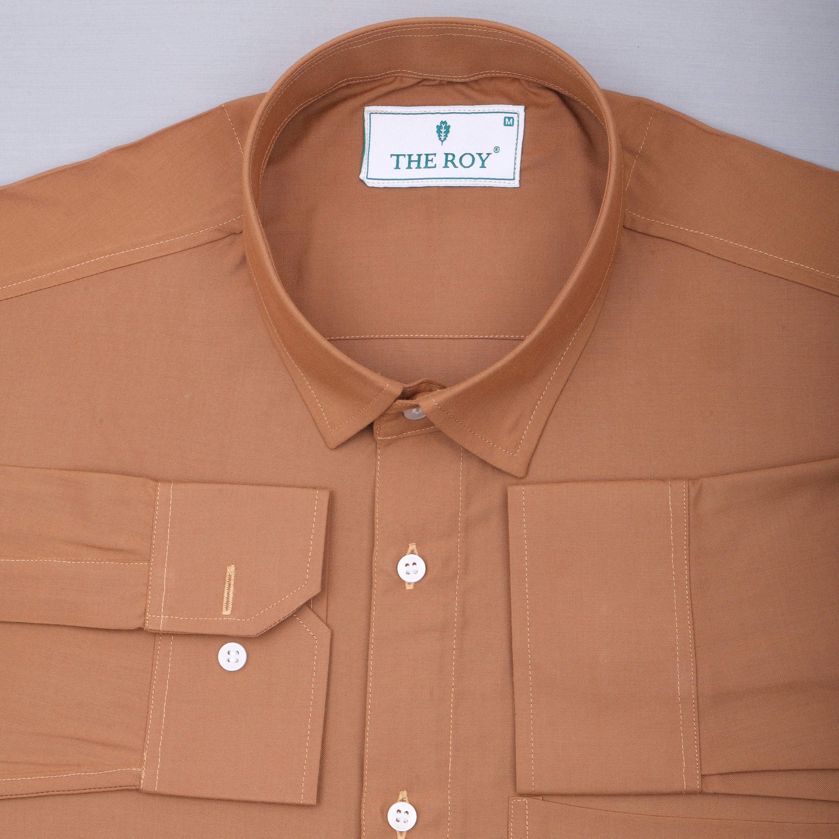 Light Brown Luxury Plain Cotton Shirt