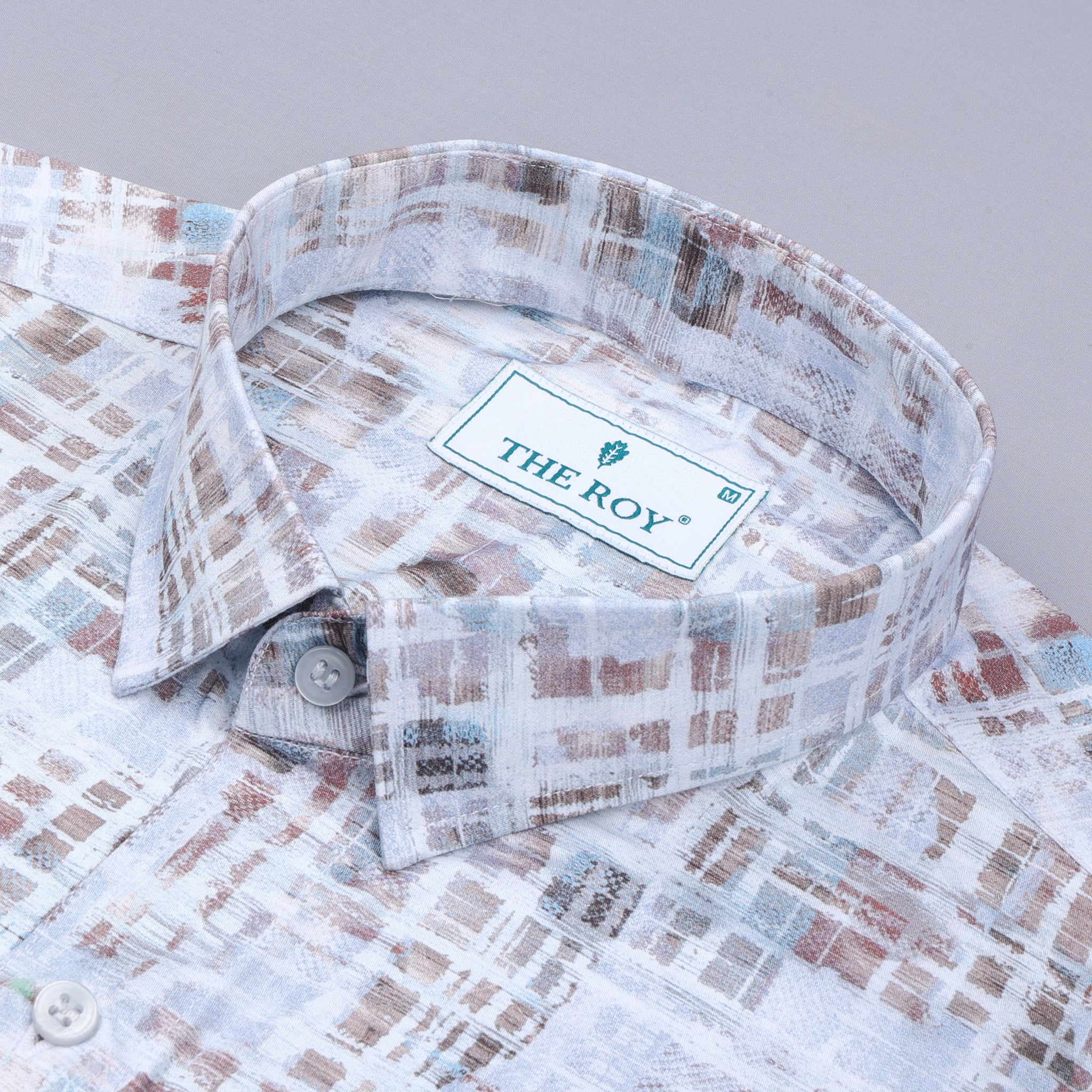 Light Blue Premium  Printed Cotton Shirt