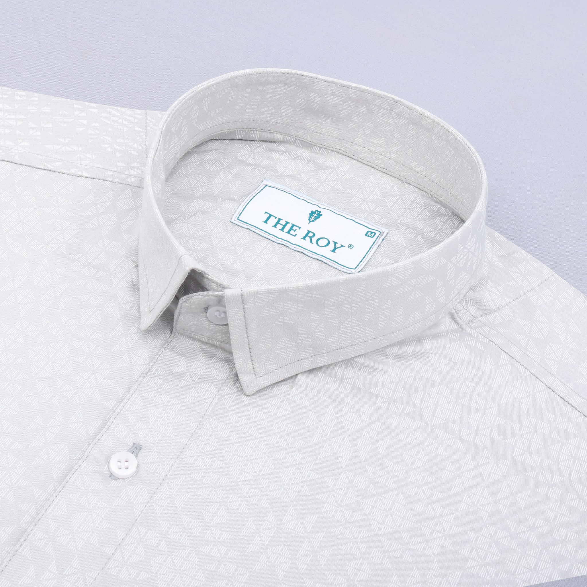 Light Grey Luxury Printed Cotton Shirt