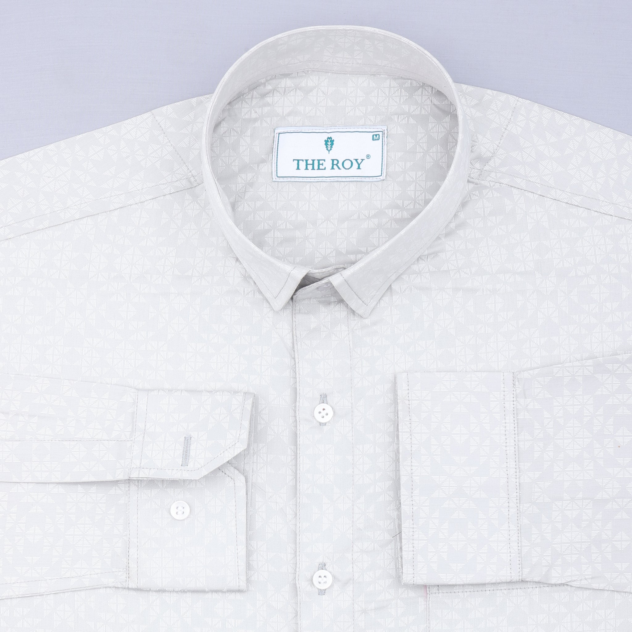 Light Grey Luxury Printed Cotton Shirts