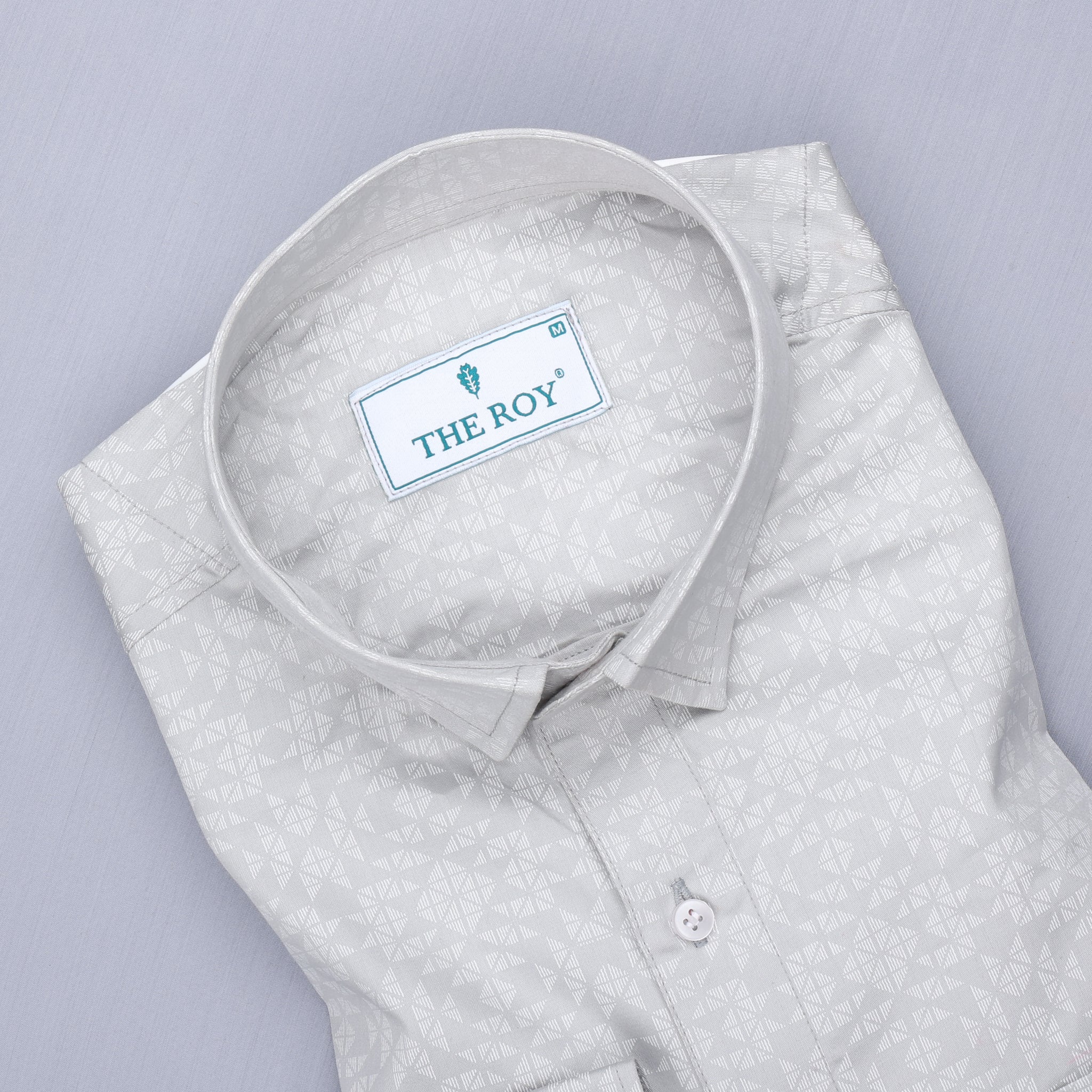 Light Grey Luxury Printed Cotton Shirt