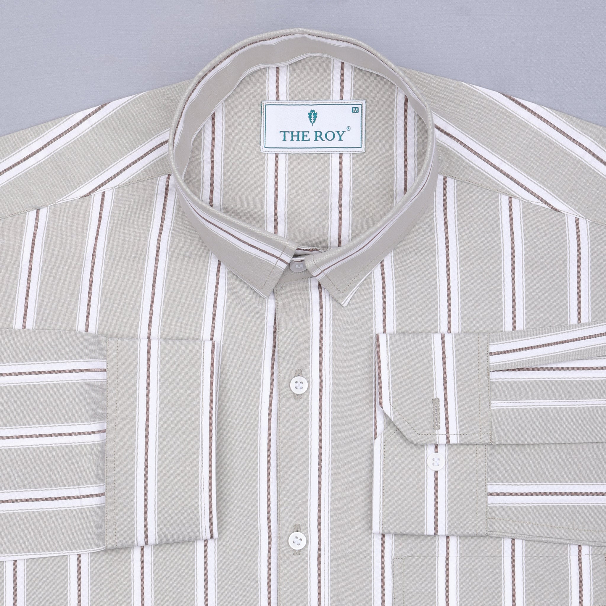 Grey Luxury Stripes Cotton Shirts