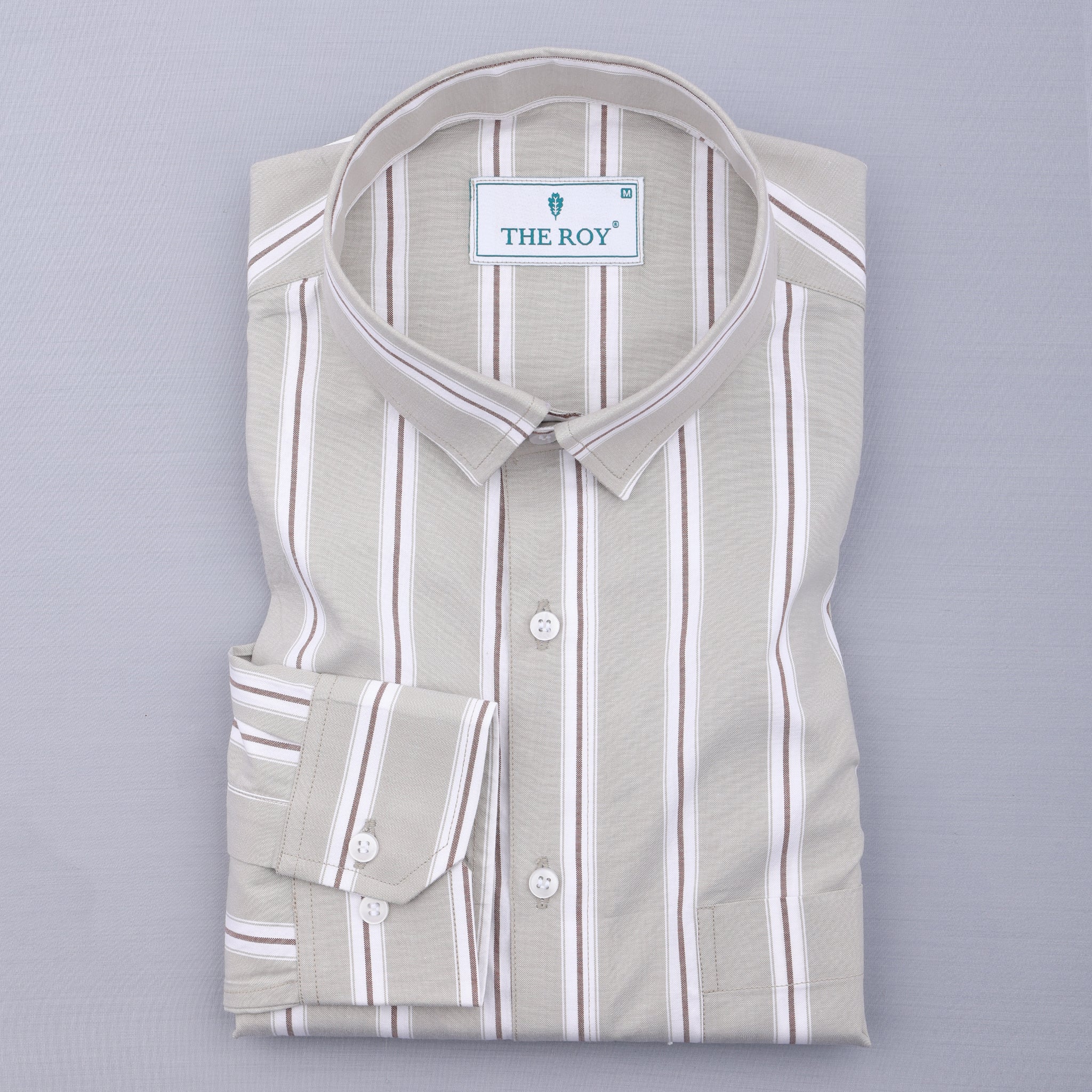 Grey Luxury Stripes Cotton Shirt