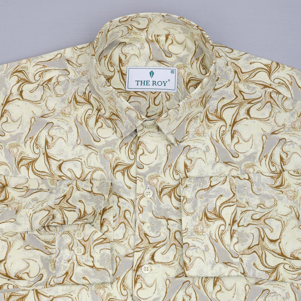 Light Yellow Premium Printed Cotton Shirts