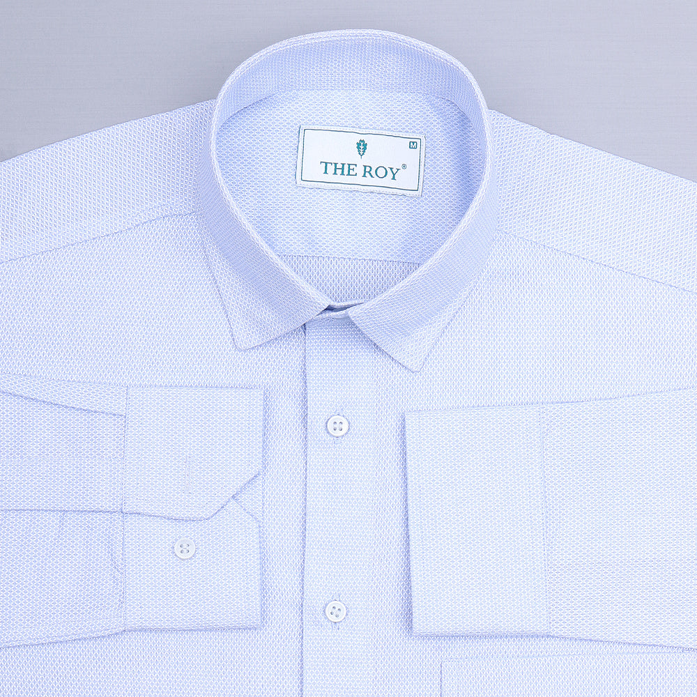 Light Blue Luxury Plain Cotton Shirt